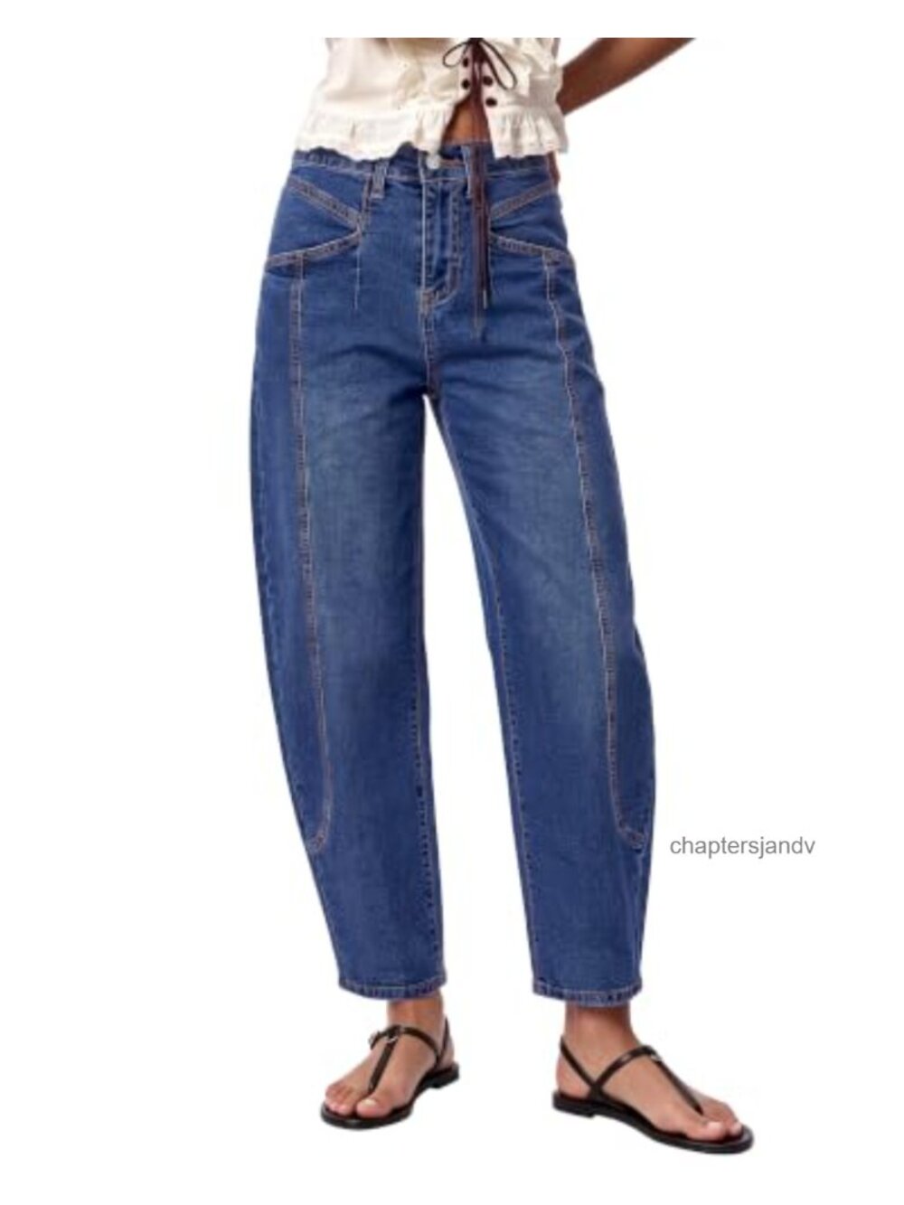 Barrel Leg High Waisted Stretchy Ankle Denim Jeans